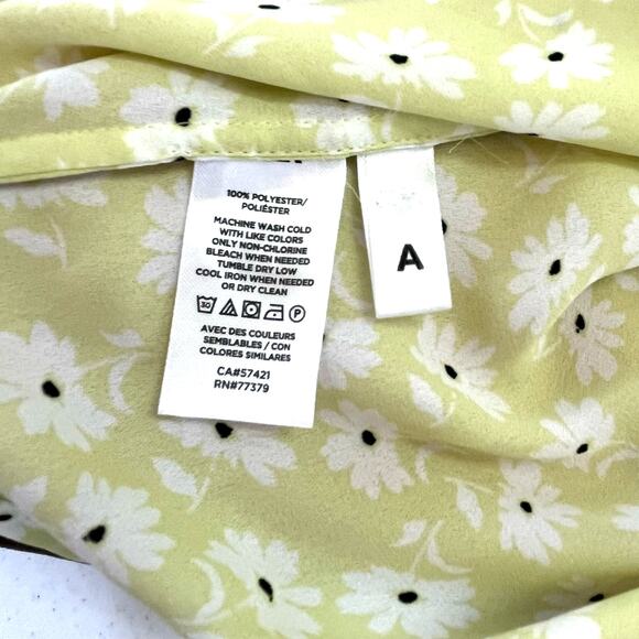 Ann Taylor Collared V-Neck Button Daisy Blouse in Lime Green/White Size L - Picture 8 of 9